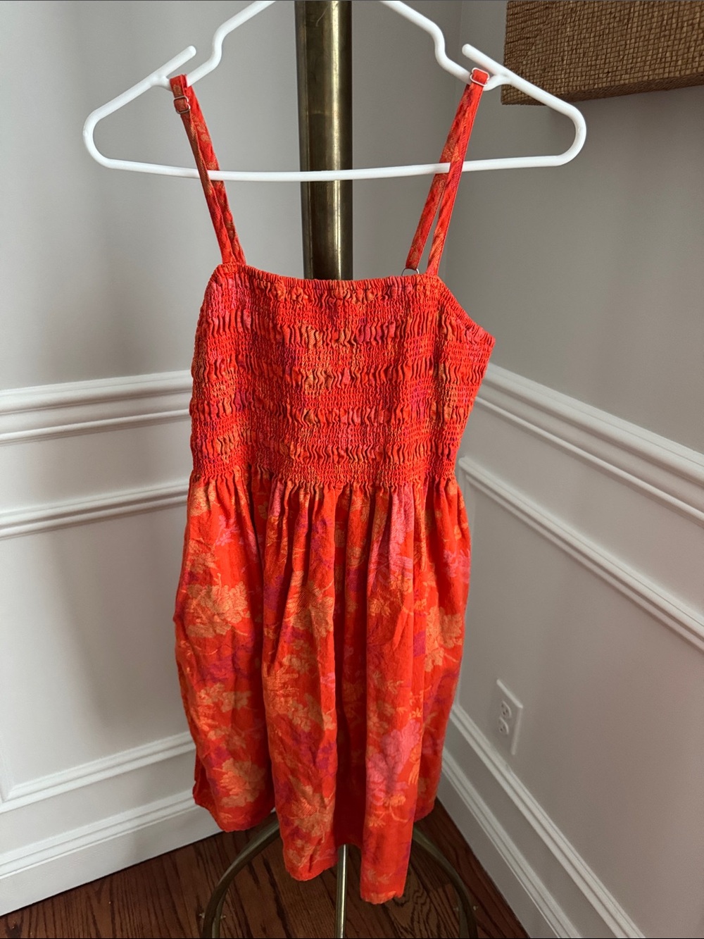 Universal Thread Red-Orange Floral Smocked Sundress